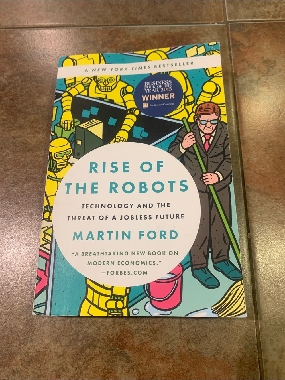 Rise of the Robots by Martin Ford — Bright Teal & Yellow Paperback